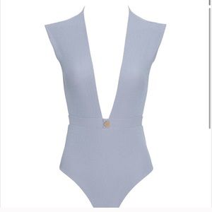 Elegant Light Blue One-Piece Swimsuit